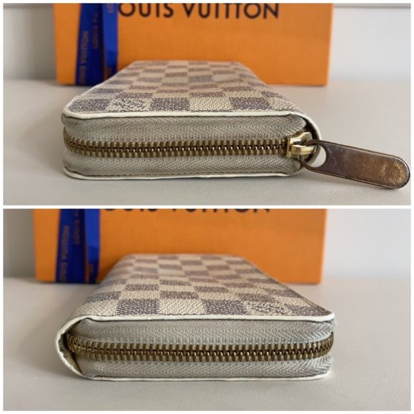 Authentic Louis Vuitton Damier Azur Canvas Leather Zippy Organizer Wallet CA3009 - Picture 6 of 14